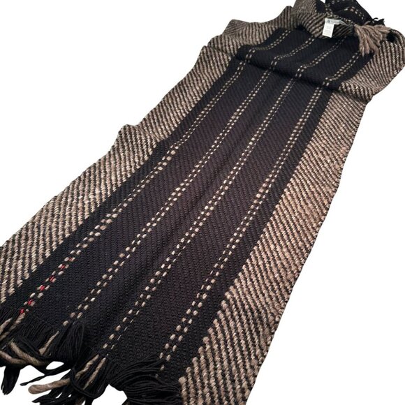 Manos Del Uruguay Scarf Shawl Merino Wool Fringe Handspun Vintage Stripped Black - Picture 5 of 13